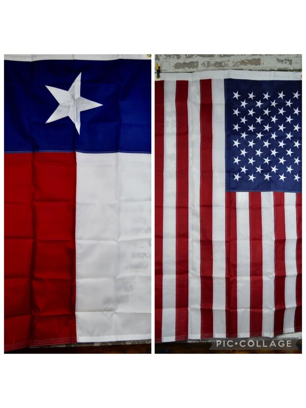 Heavy Duty Texas State and American Flags 3x5 Ft Embroidered Stars